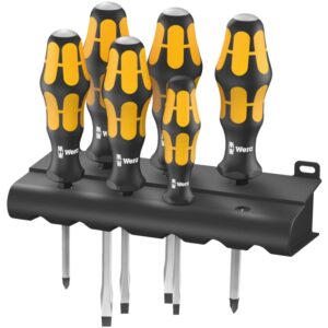 932/6 Jeu de tournevis Kraftform Wera : le tournevis-burin + Rack