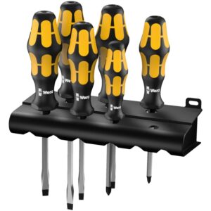 932 S/6 Jeu de tournevis Kraftform Wera : le tournevis-burin + Rack