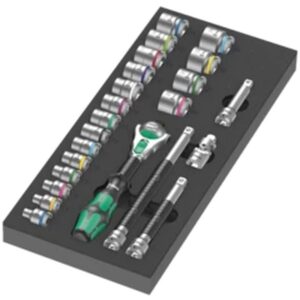 Insert en mousse 9721 avec jeu de cliquet 8000 B Zyklop 3/8" 1