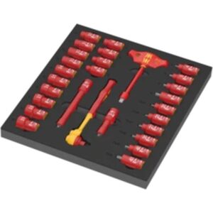 Insert en mousse 9726 avec jeu de cliquet 8007 B VDE Zyklop VDE 1  3/8"