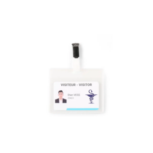 Kit badge visiteur  PVC  avec clips et inserts