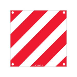 Panneau de signalisation avec œillet - Standard 480x480mm - hachuré rouge/blanc - 3340846
