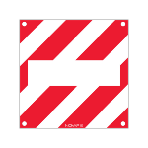 Panneau de signalisation + Zone neutre avec œillet - Standard 480x480mm - hachuré rouge/blanc - 3340877