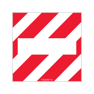 Panneau de signalisation + Zone neutre sans œillet - Standard 480x480mm - hachuré rouge/blanc - 3341058