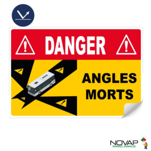 4631080 Panneau Angles morts pour bus - Rétroréfléchissant Classe 1 - Adhésif 250x170mm - 4631080