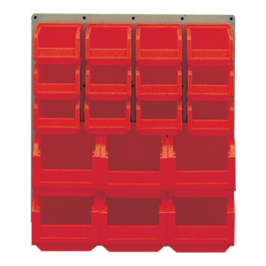 5051054 Panneau mural équipé de 12 bacs 1L et 6 bacs 3L rouges - 5051054