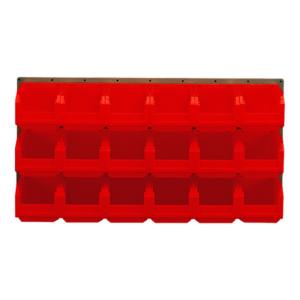 5053058 Panneau mural équipé de 18 bacs 3L rouges - 5053058