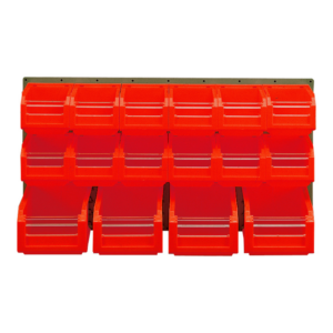 Panneau mural équipé de 12 bacs 3L et 4 bacs 8L rouges avec volets abattants - 5057056
