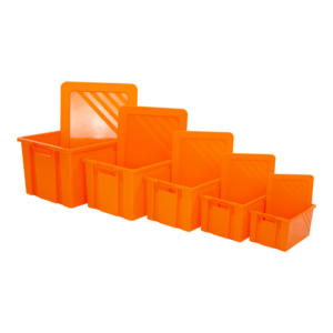 Boite de rangement Novabac 6 au 54 Litres Orange Fluo + les couvercles - 5200162