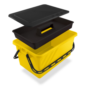 Boite de rangement 10  17 ou 24 L Jaune - couvercle noir - SERATOU