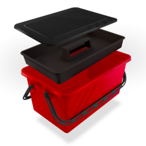 Boite de rangement 10  17 ou 24 L Rouge - couvercle noir - SERATOU