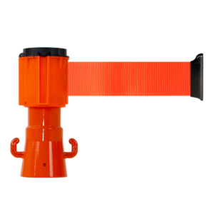 Dérouleur_sangle_Orange-fluo_cones Enrouleur de sangle Orange fluo pour cônes