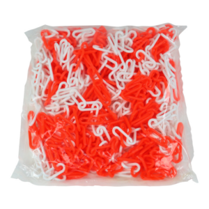 Sac-Chaine-signal-25m-Orange Fluo-Blanc Sac de 25m de chaîne plastique - signal - Orange Fluo/Blanc