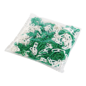 Sac-Chaine-signal-25m-Vert-Blanc Sac de 25m de chaîne plastique signal - Vert/Blanc